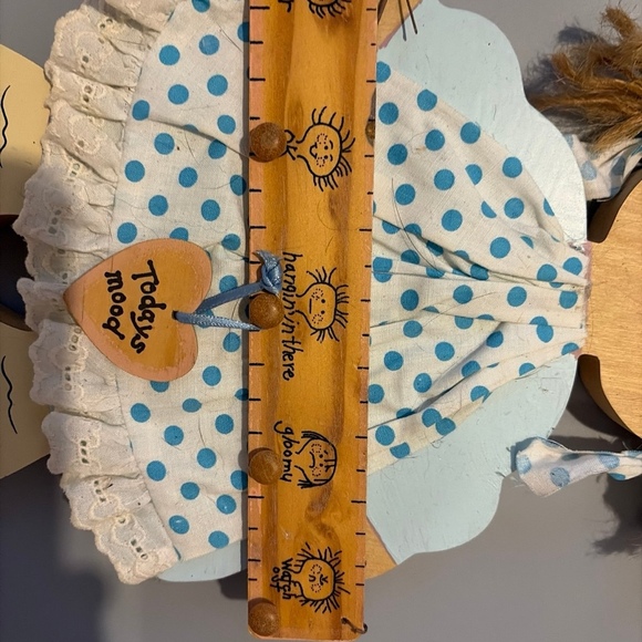 Vintage Wall Hanging Wooden Mood for the Day Girl Rag Doll - Picture 2 of 4